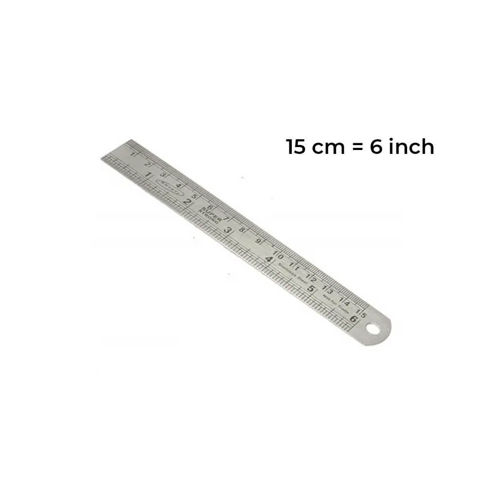 Metal Ruler 15 Khyati Stainless Steel Ruler Dual Side Marking with Conversion Table ...