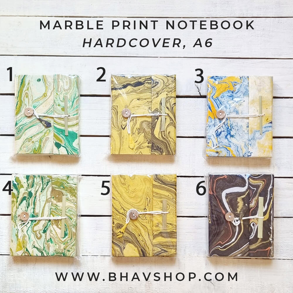 Marble Print Hardcover Notebook (Lokta Paper) - A6 – Bhav Shop