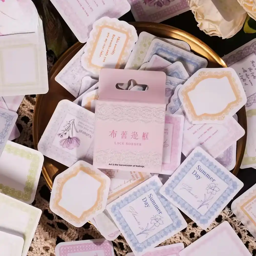 Etori Life Sticker Set Box, 46 pcs (Translucent) - Lace Border – Bhav Shop