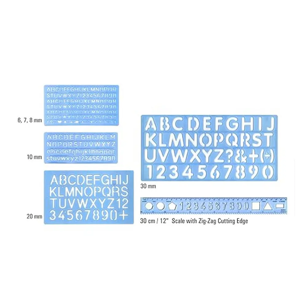 Lettering Stencils Set of 5 - Alphabet Letters Numbers (30 mm 20 mm 10 ...